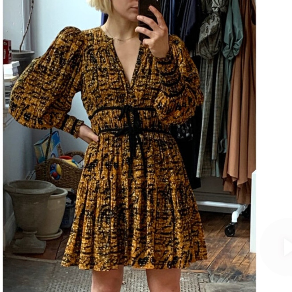 Ulla Johnson Kesia Long Sleeve Mini Dress in Marigold 4